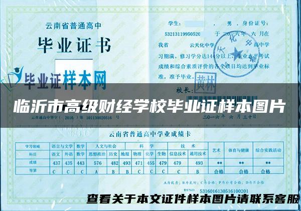临沂市高级财经学校毕业证样本图片