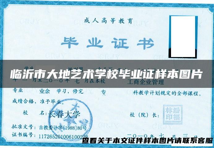 临沂市大地艺术学校毕业证样本图片