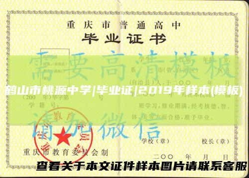 鹤山市桃源中学|毕业证|2019年样本(模板)