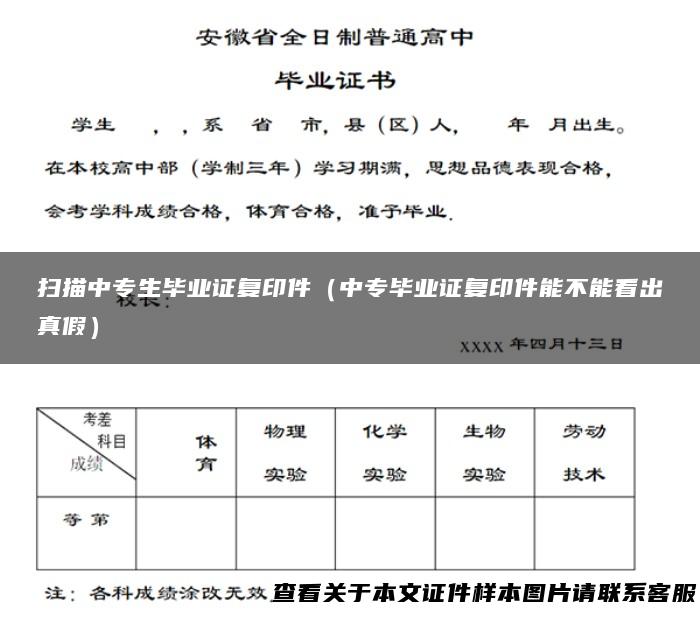 扫描中专生毕业证复印件（中专毕业证复印件能不能看出真假）