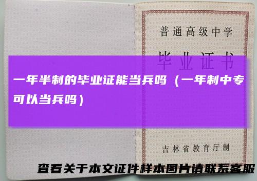 一年半制的毕业证能当兵吗（一年制中专可以当兵吗）