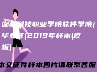 湖南科技职业学院软件学院|毕业证|2019年样本(模板)