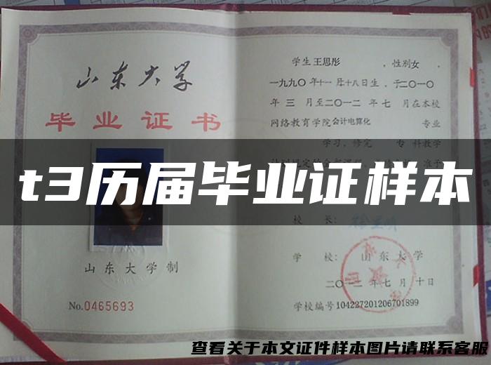 t3历届毕业证样本