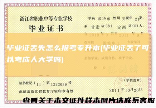 毕业证丢失怎么报考专升本(毕业证丢了可以考成人大学吗)