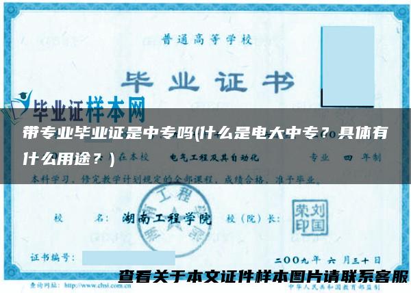 带专业毕业证是中专吗(什么是电大中专？具体有什么用途？)