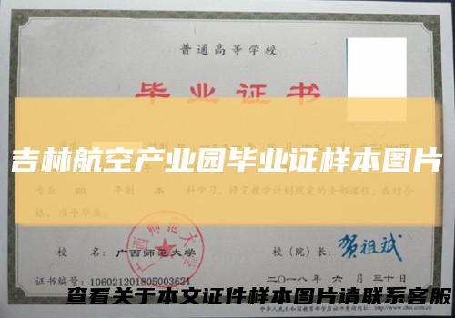 吉林航空产业园毕业证样本图片