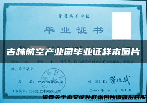 吉林航空产业园毕业证样本图片