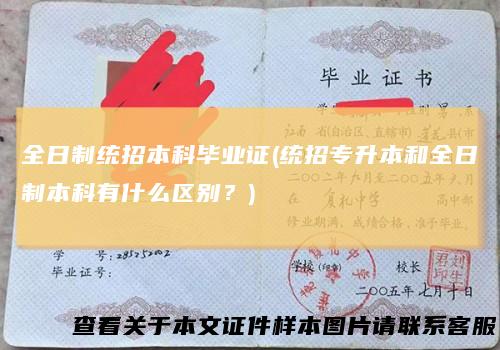 全日制统招本科毕业证(统招专升本和全日制本科有什么区别?)