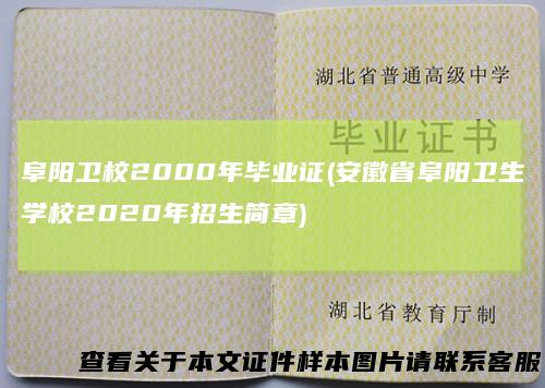 阜阳卫校2000年毕业证(安徽省阜阳卫生学校2020年招生简章)