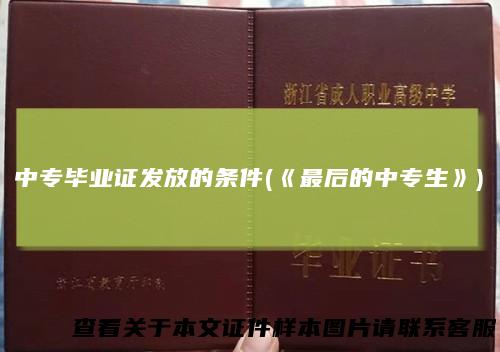 中专毕业证发放的条件(《最后的中专生》)