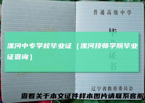 漯河中专学校毕业证（漯河技师学院毕业证查询）