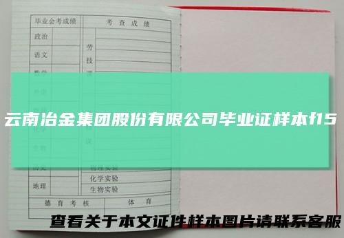 云南冶金集团股份有限公司毕业证样本f15
