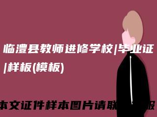 临澧县教师进修学校|毕业证|样板(模板)