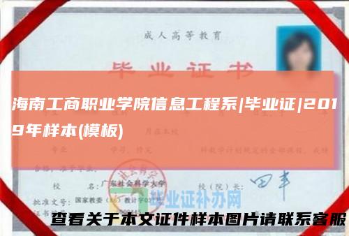 海南工商职业学院信息工程系|毕业证|2019年样本(模板)
