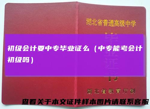 初级会计要中专毕业证么（中专能考会计初级吗）