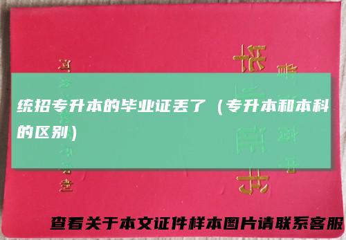 统招专升本的毕业证丢了（专升本和本科的区别）