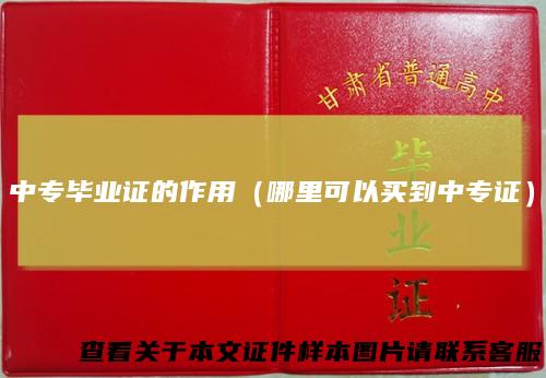 中专毕业证的作用（哪里可以买到中专证）