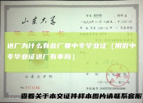 进厂为什么有些厂要中专毕业证（用假中专毕业证进厂有事吗）