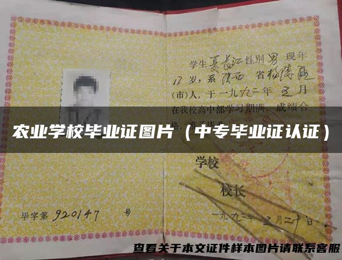农业学校毕业证图片（中专毕业证认证）
