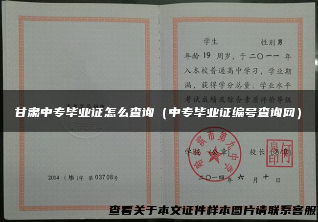 甘肃中专毕业证怎么查询（中专毕业证编号查询网）