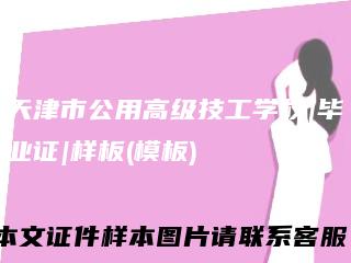 天津市公用高级技工学校|毕业证|样板(模板)