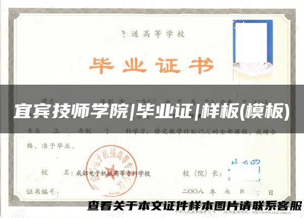 宜宾技师学院|毕业证|样板(模板)