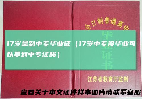 17岁拿到中专毕业证（17岁中专没毕业可以拿到中专证吗）
