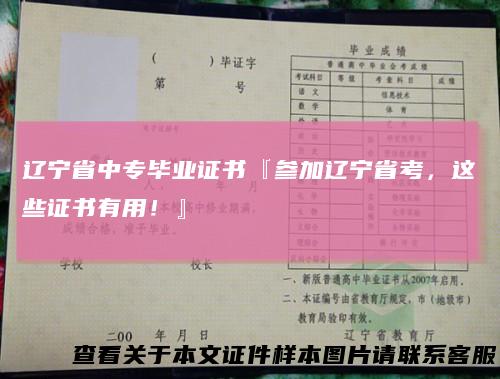 辽宁省中专毕业证书『参加辽宁省考，这些证书有用！』