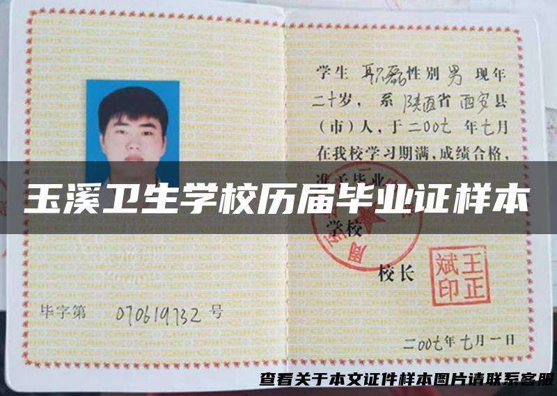 玉溪卫生学校历届毕业证样本