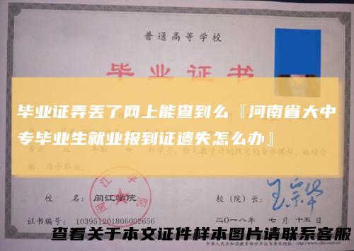 毕业证弄丢了网上能查到么『河南省大中专毕业生就业报到证遗失怎么办』