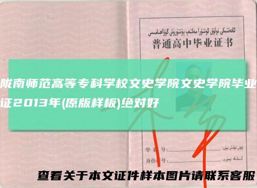 陇南师范高等专科学校文史学院文史学院毕业证2013年(原版样板)绝对好