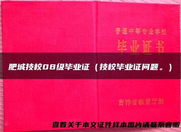 肥城技校08级毕业证（技校毕业证问题。）