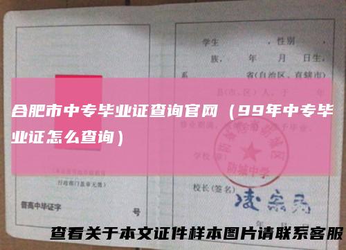 合肥市中专毕业证查询官网(99年中专毕业证怎么查询)