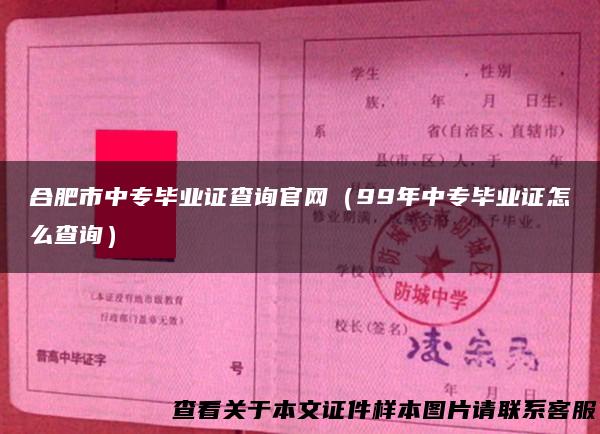 合肥市中专毕业证查询官网（99年中专毕业证怎么查询）