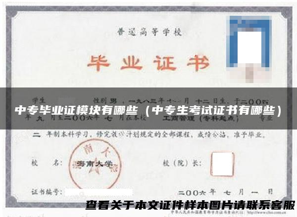 中专毕业证模块有哪些（中专生考试证书有哪些）