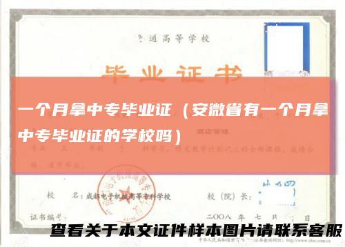 一个月拿中专毕业证（安微省有一个月拿中专毕业证的学校吗）