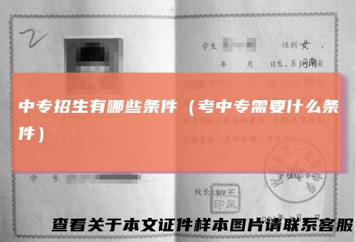 中专招生有哪些条件（考中专需要什么条件）