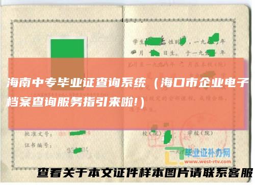 海南中专毕业证查询系统（海口市企业电子档案查询服务指引来啦!）