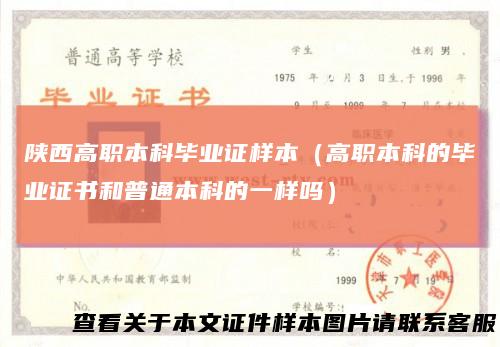 陕西高职本科毕业证样本（高职本科的毕业证书和普通本科的一样吗）