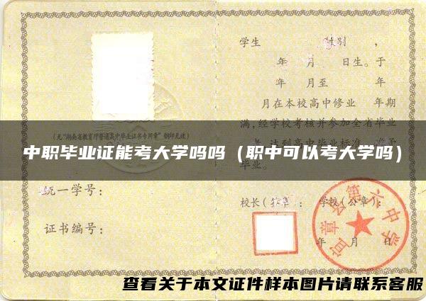 中职毕业证能考大学吗吗（职中可以考大学吗）