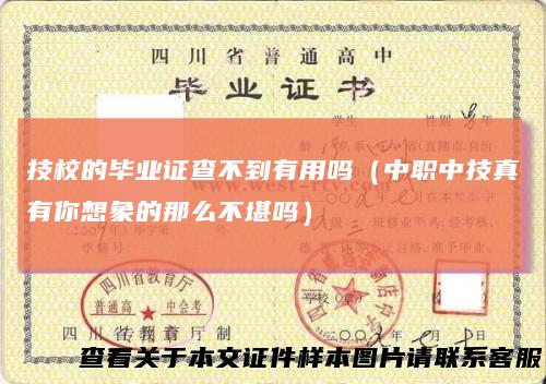 技校的毕业证查不到有用吗（中职中技真有你想象的那么不堪吗）