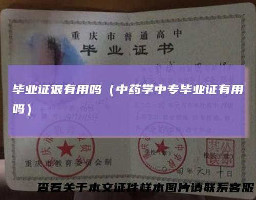 毕业证很有用吗（中药学中专毕业证有用吗）