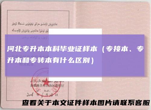 河北专升本本科毕业证样本（专接本、专升本和专转本有什么区别）