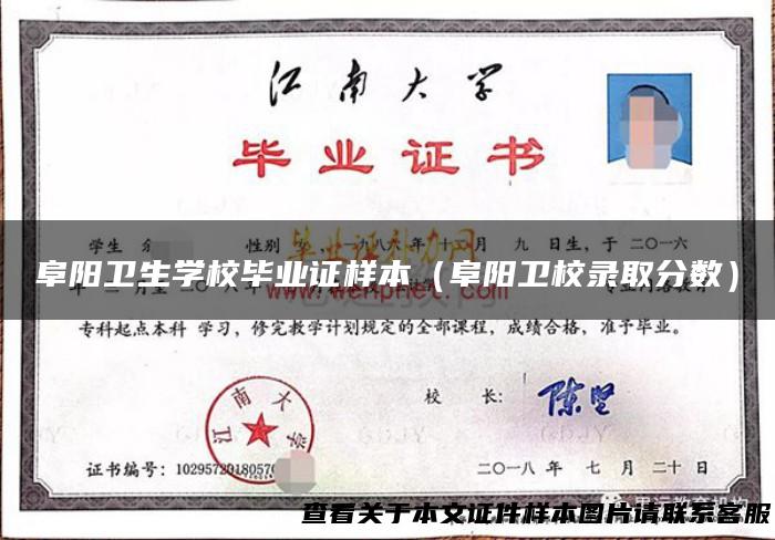 阜阳卫生学校毕业证样本（阜阳卫校录取分数）