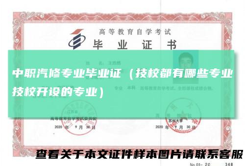 中职汽修专业毕业证（技校都有哪些专业技校开设的专业）