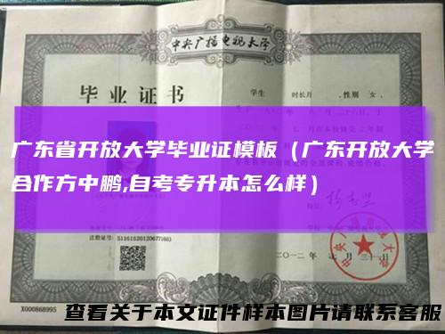 广东省开放大学毕业证模板（广东开放大学合作方中鹏,自考专升本怎么样）