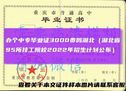 办个中专毕业证3000贵吗湖北（湖北省95所技工院校2022年招生计划公布）