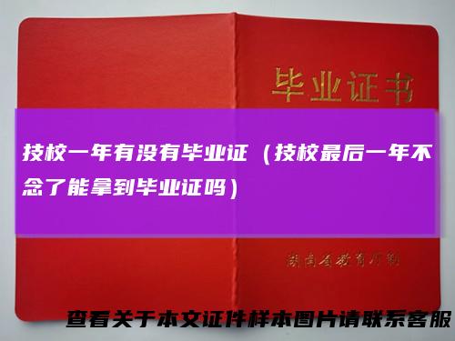 技校一年有没有毕业证（技校最后一年不念了能拿到毕业证吗）