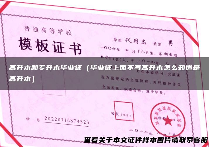 高升本和专升本毕业证（毕业证上面不写高升本怎么知道是高升本）