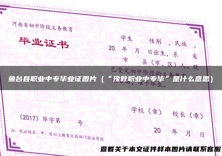 鱼台县职业中专毕业证图片（“豫教职业中专毕”是什么意思）
